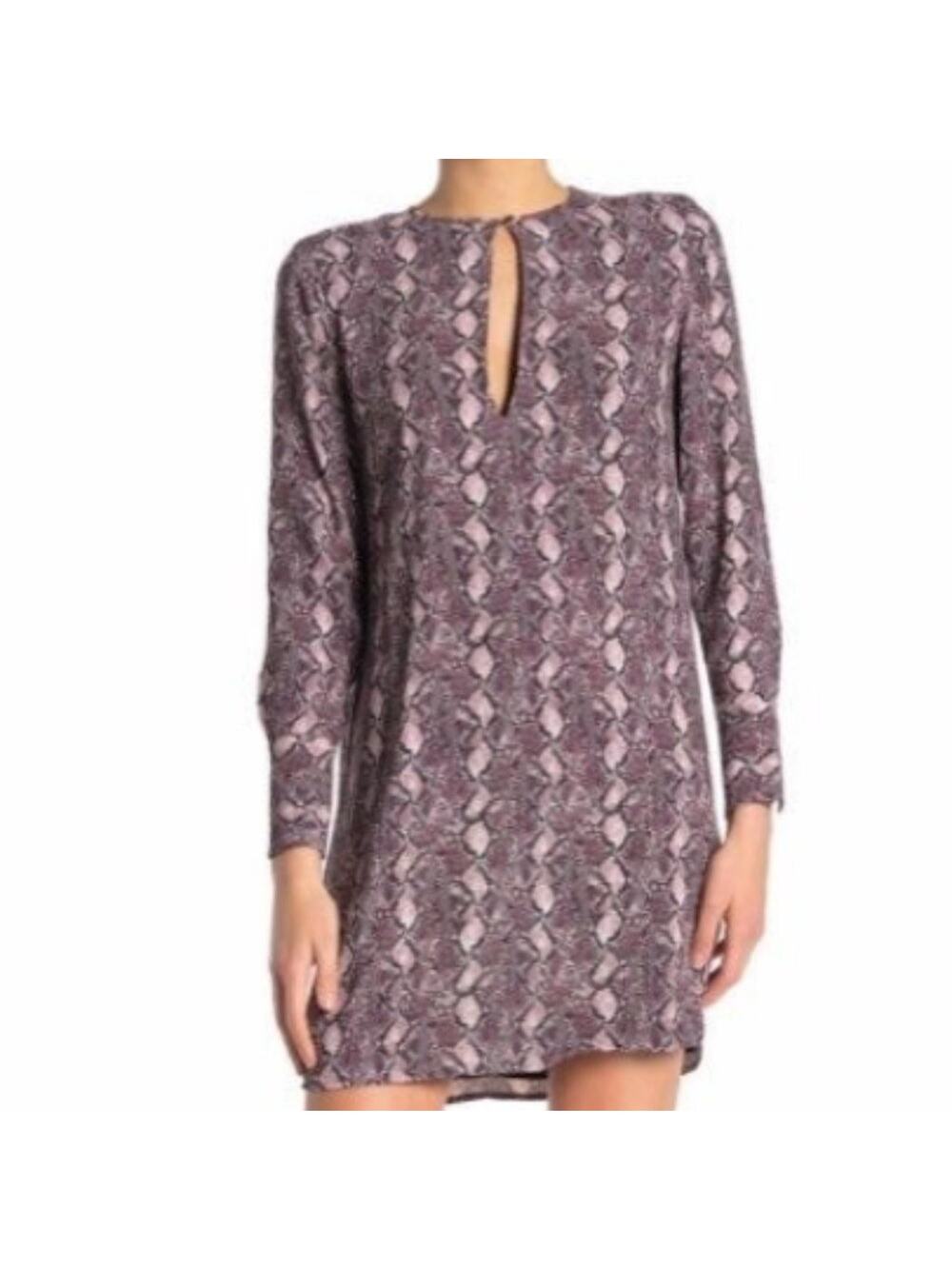 Equipment Bonnie Long Sleeve Shift Mini Dress Snake Skin Lined Size XS